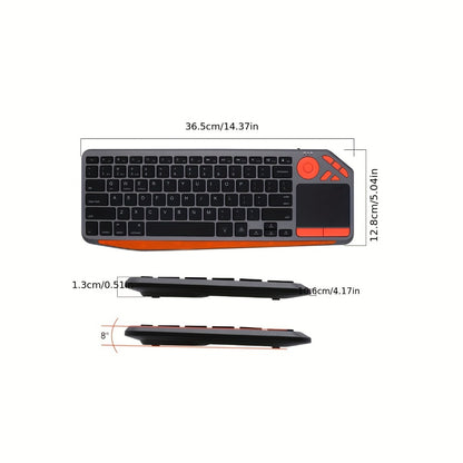 Touchpad Wireless Keyboard 2.4G Dual Mode – Backlit Multimedia Hotkeys, Type-C Rechargeable, All-in-One Remote for Smart TV, Android TV Box, Tablet, PC & Computer | Deep Grey