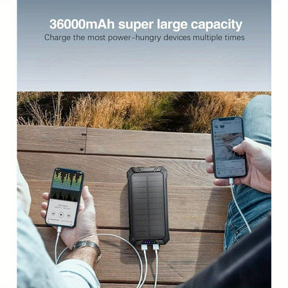 Solar Power Bank 40000mAh with Built-in 4 Cables & 15W Wireless Charging – 6 Outputs 3 Inputs Dual LED Flashlight Portable Charger for iPhone Android Tablets Camping Travel Emergency