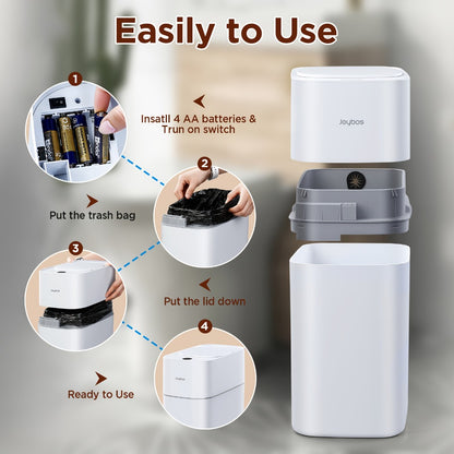 Touchless Trash Can 3.8 Gal 14L Infrared Motion Sensor – Auto-Open Lid, Wind Adsorption Auto-Expand Bag, Slim Odor-Sealing Design for Kitchen Bathroom Office Bedroom | 1PC & 2PC Bundle | White
