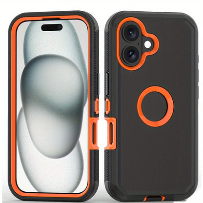 Rugged iPhone 16 Pro Max Case Hybrid Armor Dual Layer TPU PC Shockproof Drop Protection – Heavy Duty Wireless Charging Compatible Cover for iPhone 16 Pro 16 Plus 16 – Black Orange Blue Purple Green