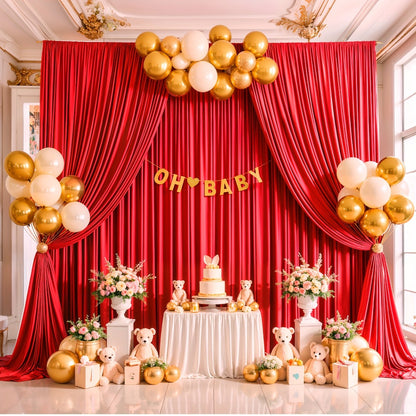 Party Backdrop Curtains 2pcs 7.2x10FT Non-Transparent Wrinkle-Free with Poles for Wedding Birthday Bridal Shower Christening Graduation Prom Holiday Photo Booth Decoration