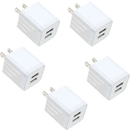 Dual Port USB Wall Charger 2.1A – JOZASHON 5V Cube Power Adapter Charging Block Brick for iPhone 16 15 14 13 12 11 Pro Max SE XS XR X 8 7 6 Plus, Samsung Galaxy, Android Phones (3-8 Pack)
