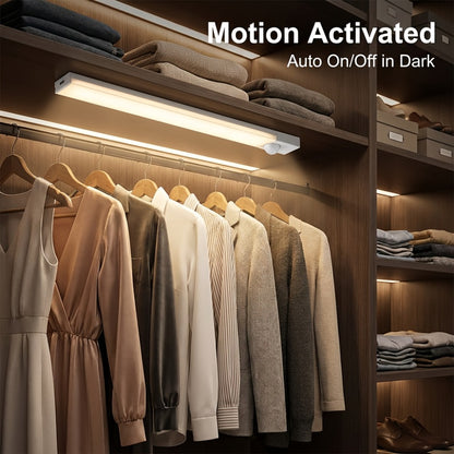 Motion Sensor Cabinet Light 6 Pack - USB-C Rechargeable LED Under Cabinet Lighting, 3 Modes Wireless Night Light with Magnetic Mount for Kitchen Closet Hallway Stairs Bedroom
