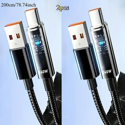 240W USB-A to USB-C Fast Charging Cable Digital Display, Super Fast Charger Cord Compatible with iPhone 15 16, Samsung Galaxy S25 S24, iPad, MacBook, Android Phones & All Type-C Devices