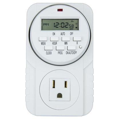 7-Day Heavy Duty Digital Programmable Timer with Dual Outlet - 24 Hour Indoor Electric Timer for Hydroponics, Lamp, Light, Fan, 120V 60Hz, Two Outlet Weekly Scheduling Timer Switch