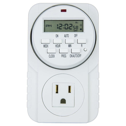 7-Day Heavy Duty Digital Programmable Timer with Dual Outlet - 24 Hour Indoor Electric Timer for Hydroponics, Lamp, Light, Fan, 120V 60Hz, Two Outlet Weekly Scheduling Timer Switch