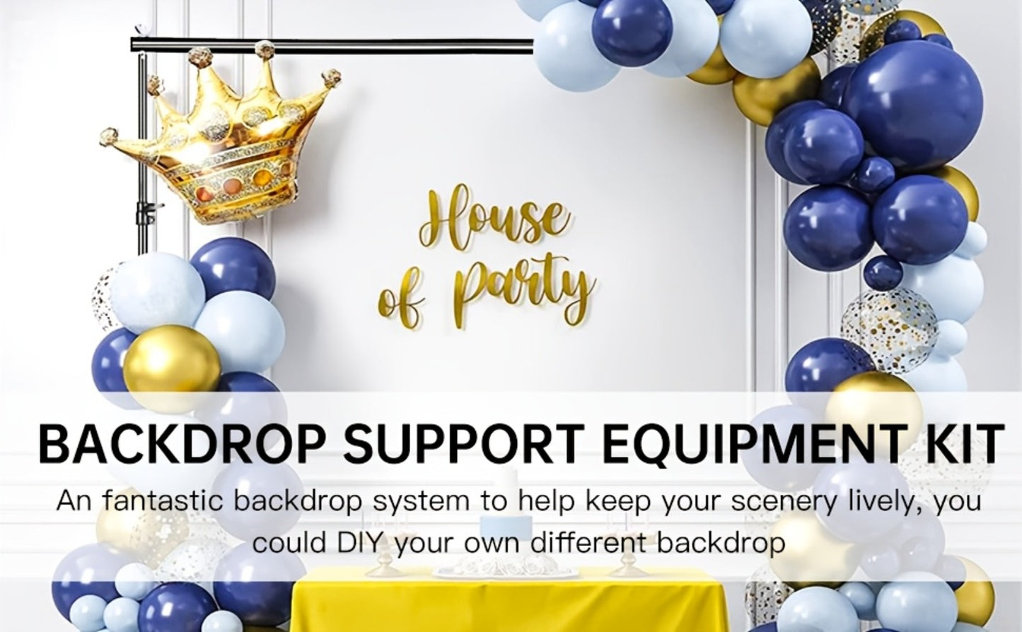 10x10Ft Heavy-Duty Backdrop Stand Kit with 2 Adjustable Support Stands 4 Crossbars 4 Clamps for Photography Video Studio Party Decoration Wedding Event Background Support System