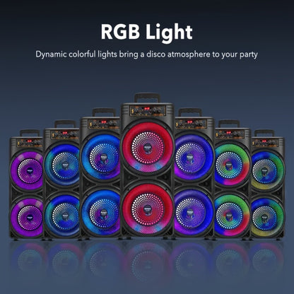 Dual 8.5" Subwoofer Party Speaker 6000W with RGB Lights | Portable Wireless Bluetooth 5.0, TWS Stereo Pairing, FM Radio, Built-in Mic, USB Rechargeable – Outdoor & Indoor Party Boombox