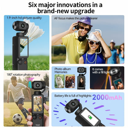 4K Pocket Camera with 180° Rotating Lens, 100MP, 2000mAh Battery & 32GB Card – 1.9" Screen, USB-C Charging, Webcam Function, Mini Compact Cam for Outdoor Sports, Cycling & Vlogging