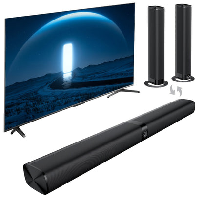 Mighty Rock TV Soundbar 32 Inch Separable Wireless Sound Bar with ARC Optical AUX, 3D Stereo 4-Driver Speaker, 3 Placement Modes, Infrared Remote Control for Smart TV Home Theater