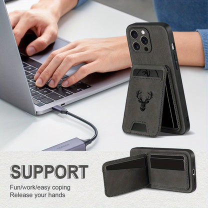 Wallet Phone Case for iPhone 16 Pro Max 16 Pro 16 Plus 16 15 14 13 12 11 Series Luxury PU Leather Flip Cover Card Holder Kickstand Magnetic Closure Moose Design – Men Women Gift