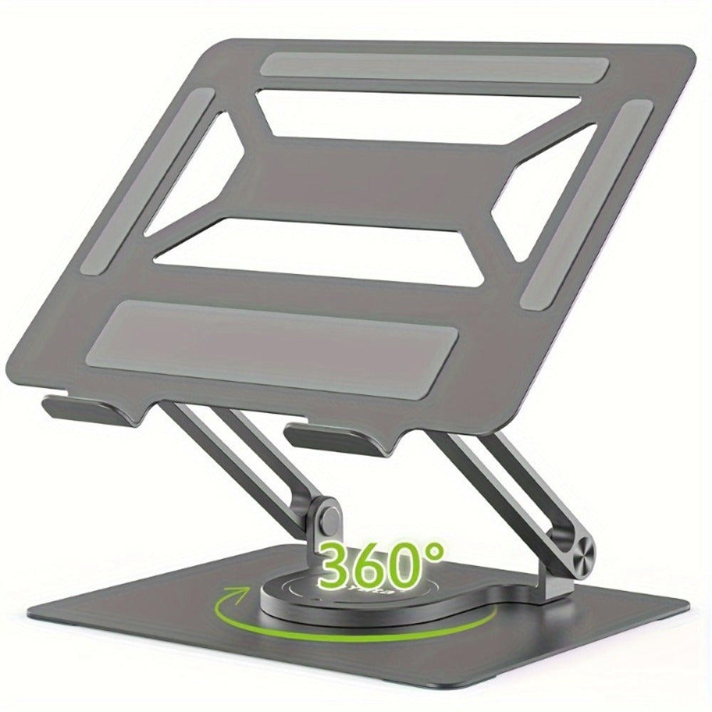 360° Swivel Ergonomic Laptop Stand Adjustable Foldable Compatible with MacBook Pro Air and All Laptops up to 17 Inch Portable Desk Riser for Home Office Remote Work Presentations Black Silver