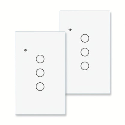 No Neutral Wire Smart Touch Wall Switch MOES WiFi 1/2/3 Gang Single Fire, Works with Alexa & Google Home, App Remote Control, 2.4GHz 110V White – 2 Pack 3 Pack Smart Light Switch