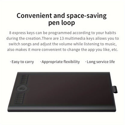 GAOMON M10K Drawing Tablet 8192 Levels Pressure Sensitivity Battery-Free Stylus 10 Programmable Hot Keys Digital Art Graphics Tablet Mac Windows PC Photo Editing Illustration Design 6.5x4 & 10x6.25 Inch
