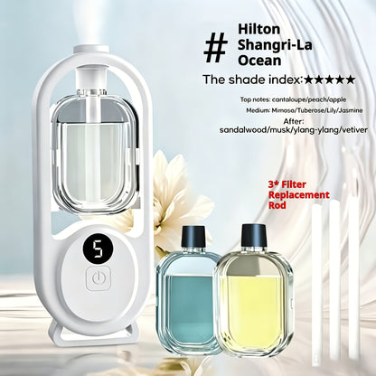 7-Color LED Aromatherapy Diffuser 150ml with USB Power, Ultrasonic Whisper-Quiet Mist, Timer Auto Shut-Off for Bedroom Office Yoga – Bundle with Hilton Gardenia Ocean Jasmine Shangri-La Oils