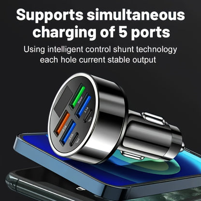 6-in-1 Car Charger 2-Pack with Ambient Light & Voltage Display – Dual PD Fast Charge + QC3.0 + 4 USB Ports Matte Finish – Multi Port USB Car Charger for iPhone 15 14 13 Samsung Android 12V 24V
