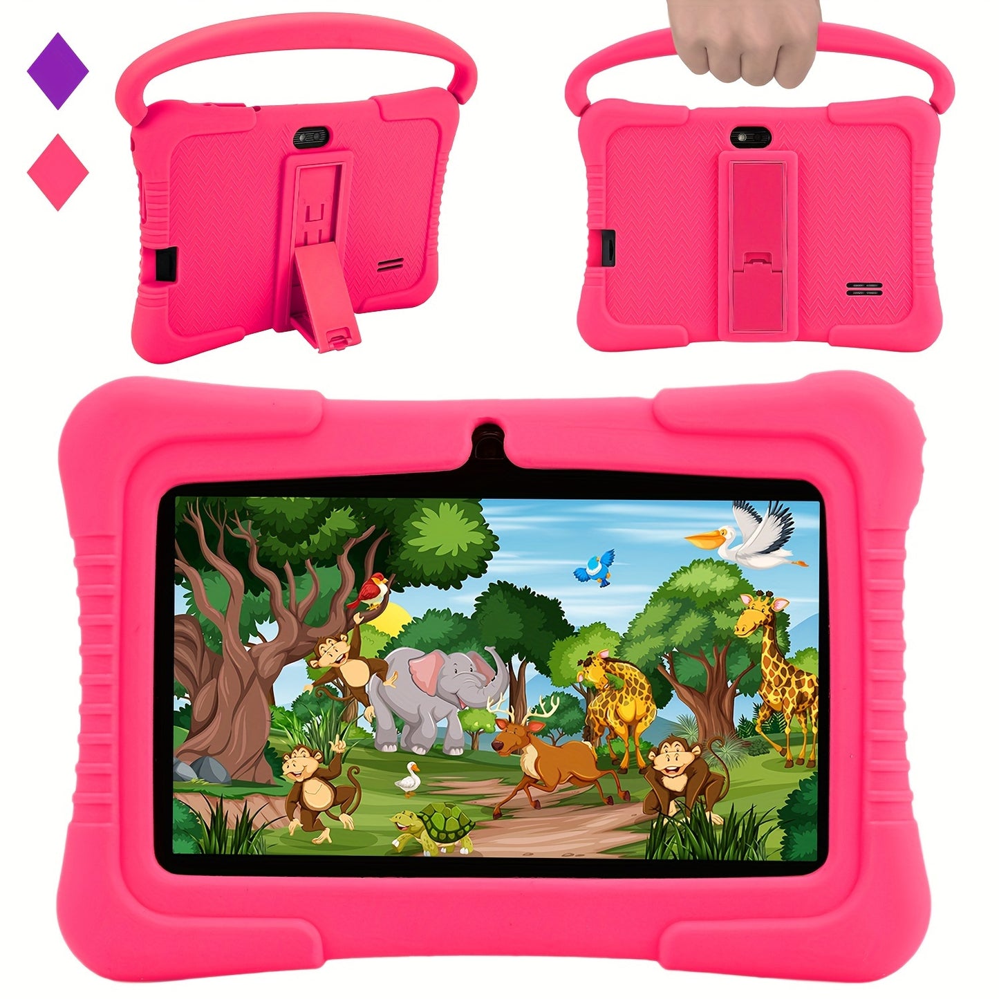 Kids Tablet 7 Inch Veidoo Android WiFi Eye Protection Screen Dual Camera Parental Control Educational Games Drop-Proof Silicone Cover 1+16GB 2+32GB Blue Pink Children Tablet Pad