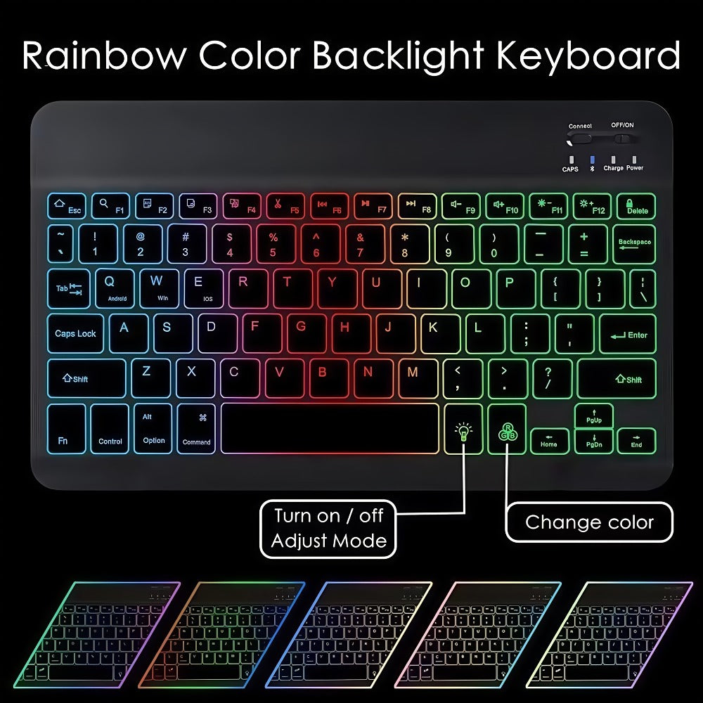 RGB Backlit Keyboard and Mouse Combo 7 Color LED – Ultra-Thin Scissor Keys Quiet Wired Set for PC Desktop Laptop | Black White | Home Office Gaming Desk Setup Keyboard Mouse