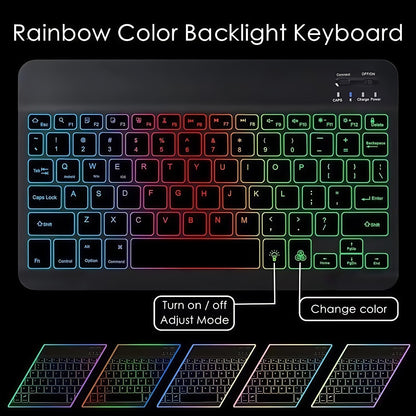 RGB Backlit Keyboard and Mouse Combo 7 Color LED – Ultra-Thin Scissor Keys Quiet Wired Set for PC Desktop Laptop | Black White | Home Office Gaming Desk Setup Keyboard Mouse