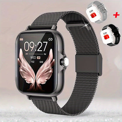 Stainless Steel Smartwatch 1.83 Inch 304L Alloy Body HD Bluetooth 5.0 Calling Music Player Multi Sport Mode Multiple Watch Faces Full Touch Screen Compatible with Android iPhone – Black Gold Pink Silver