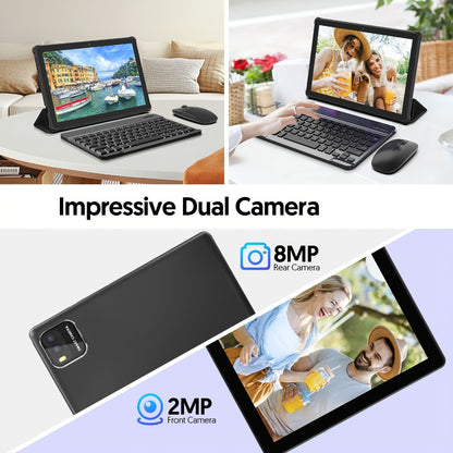 10 Inch 2-in-1 Android 14 Tablet with Keyboard Mouse Stylus – 6GB RAM 64GB ROM 1TB Expandable, WiFi 6, 6000mAh Battery, Quad-Core, Dual Camera, GMS Certified Tablet PC