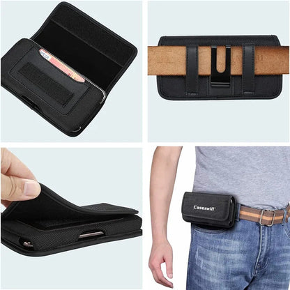 Heavy Duty iPhone Belt Clip Holster Case with Card Holder Rotating Clip Secure Snap Closure Durable Pouch for iPhone 17 Pro Max 17 Pro 17 Air 16E Plus Series – Men Outdoor Work Carry