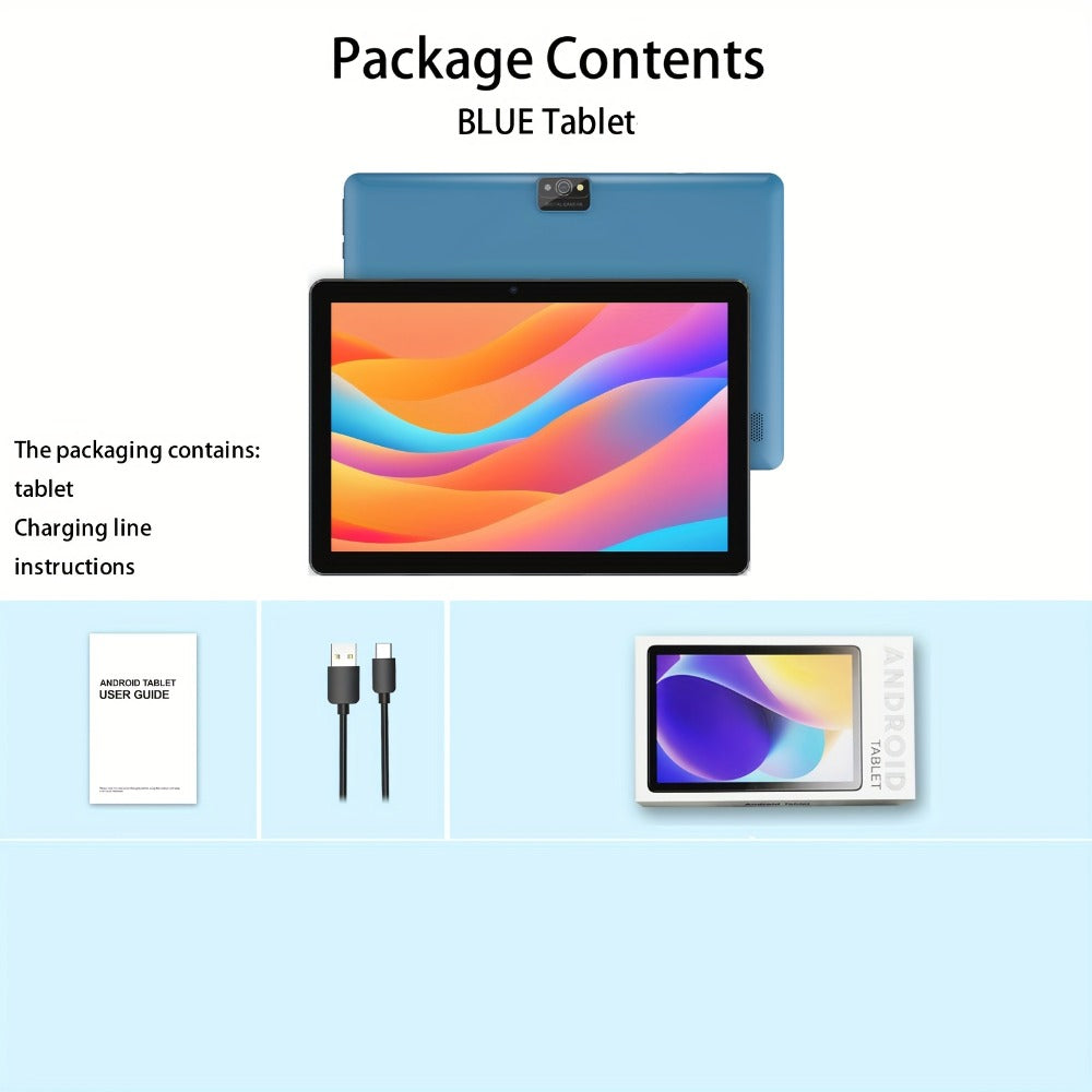Android 13 Tablet 10 Inch 6000mAh Battery 7GB RAM 64GB ROM 1TB Expandable Storage Quad-Core Processor 8MP Dual Camera 1280x800 IPS Display WiFi Tablet with Protective Case – Blue