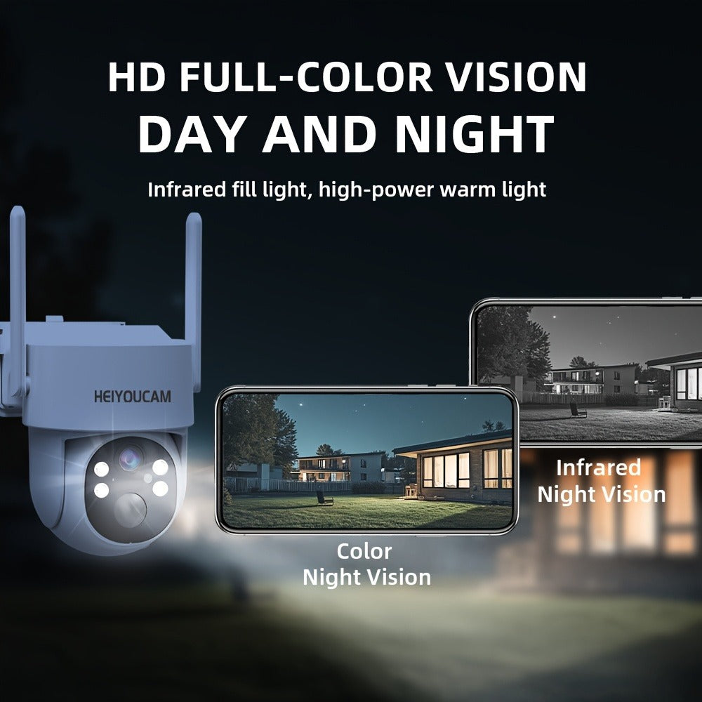 Solar PTZ Security Camera Outdoor 4K Wireless – 360° Pan Tilt Zoom, PIR Motion Detection Alarm, Full Color Night Vision, Two-Way Audio, SD & Cloud Storage, Easy Install WiFi Camera