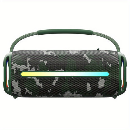 50W Bluetooth Speaker IPX6 Waterproof with LED Lights, Portable Wireless Speaker Rich Bass FM Radio USB TF Card Playback, Loud Outdoor Speaker for Parties Camping Beach Home