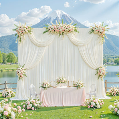 Photography Backdrop 4-Pack 5x10ft Polyester Spandex Background Cloth | Wrinkle-Resistant, Soft & Smooth with Pole Pockets | Wedding, Birthday, Banquet, Party & Event Decoration Curtains