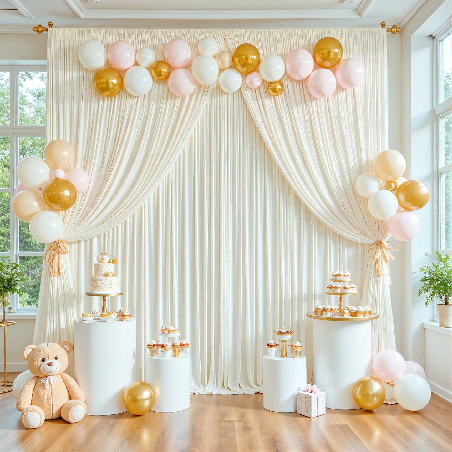 4-Pack 5x10ft Elegant Spandex Photography Backdrop | Wear-Resistant, Wrinkle-Free, Soft & Opaque Party Decoration Banners for Weddings, Birthdays, Stages, Exhibitions & Events