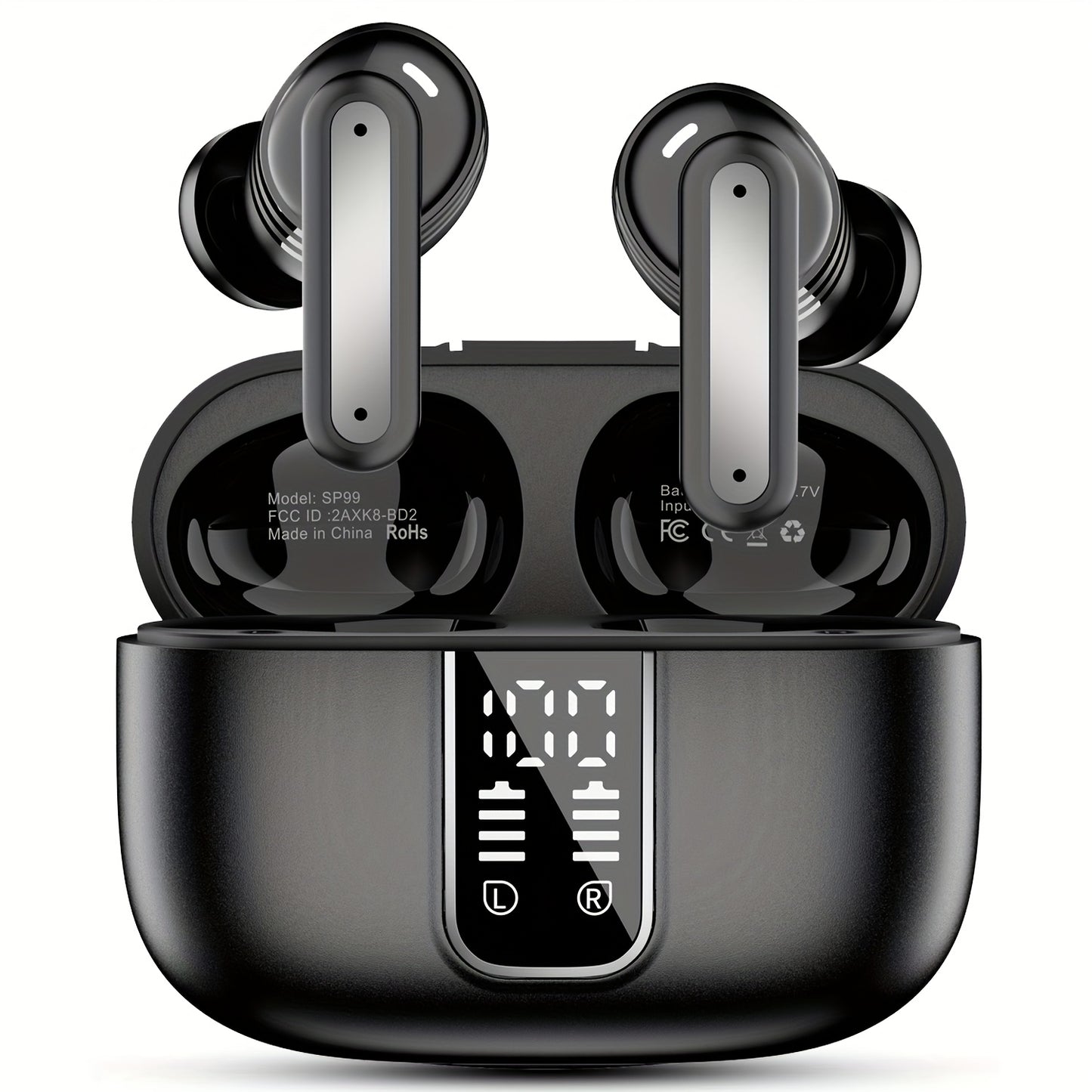 ENC Sports Wireless Earbuds ANKRIYUL Stereo Headphones Environmental Noise Cancellation Charging Case Compatible Smartphone Laptop TV Music Calls Earphones Black