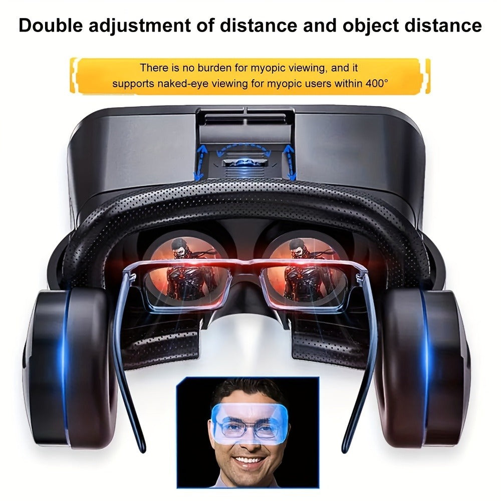 VR Headset All-in-One 3D Standalone with Motion Tracking, Adjustable Headband & Nose Pad – Lightweight VR Park System for Games, Movies & Home Theater, Compatible with PC, Console & Smartphone, 2025 Design