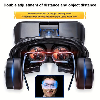VR Headset All-in-One 3D Standalone with Motion Tracking, Adjustable Headband & Nose Pad – Lightweight VR Park System for Games, Movies & Home Theater, Compatible with PC, Console & Smartphone, 2025 Design