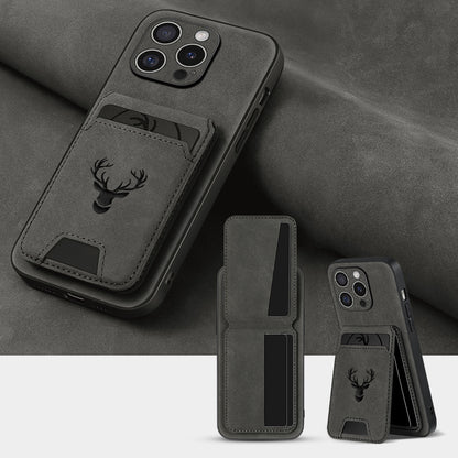 Wallet Phone Case for iPhone 16 Pro Max 16 Pro 16 Plus 16 15 14 13 12 11 Series Luxury PU Leather Flip Cover Card Holder Kickstand Magnetic Closure Moose Design – Men Women Gift