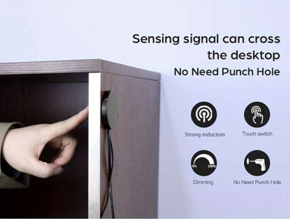 Hidden Touch Sensor LED Dimmer Switch DC 5-24V – Capacitive Touch Dimming Switch for LED Light Strip, 5A 48mm No-Drill Adhesive Mount, Works Through Wood Glass Plastic, Black & White