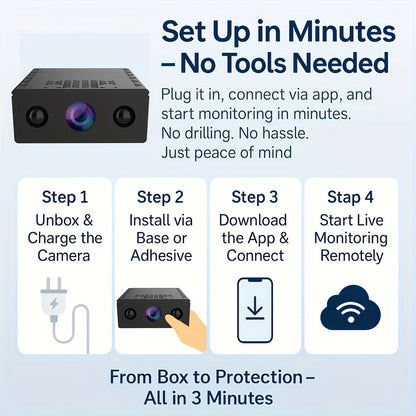 Mini Security Camera No WiFi No Internet Needed, Full HD 1080P Wireless Indoor Camera Built-In AP Hotspot, Night Vision, Motion Detection, Voice Recording, Cloud Storage – Home Garage Baby Pet Monitor