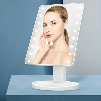 Lighted Vanity Mirror with 16 LED Bulbs – Hollywood Makeup Mirror, 180° Rotation, Touch Screen Brightness Control, USB & Battery Dual Power, Tabletop Mirror for Bathroom Bedroom Dressing Table, Gift for Women Girls