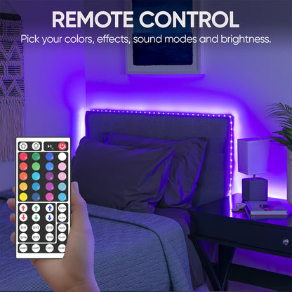 LED Strip Lights RGB 50ft 100ft – Smart Color Changing Light Strip Remote Control Stepless Dimming Music Sync for Bedroom TV Backlight Living Room Stairs Party Christmas Halloween Decor