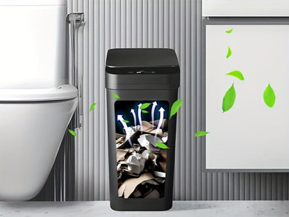 Motion Sensor Trash Can 2-Pack – 2.8 Gallon Touchless Automatic Slim Garbage Can with Auto Lid, Hands-Free Infrared Sensor Waste Basket for Bathroom Bedroom Office | White & Black