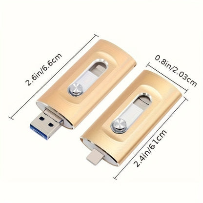 4-in-1 USB 3.0 Flash Drive 128GB 256GB for iPhone, Android, USB-C & PC – Ultra-Fast Data Transfer Thumb Drive Photo Stick Memory Stick with Lightning, Type-C, USB-A & Micro USB Ports