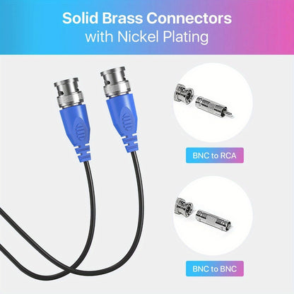 CCTV BNC Cable 4-Pack 100ft 30M, ZOSI Video Power 2-in-1 Security Camera Cable with BNC Connector and DC Plug, 100% Pure Copper, Plug and Play for DVR Security Surveillance System, Black