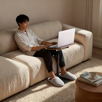 Laptop Stand Desk for Bed Rotatable 360° Angle Adjustable Foldable Sofa Couch Tray Table with Support Rod for Working Reading Movie Watching Home Office WFH Black Walnut