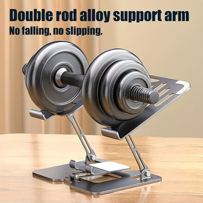2-in-1 Laptop Stand with Phone Holder, Ergonomic Adjustable Computer Stand with Heat Dissipation, Foldable Desk Riser for 10-16 Inch Laptops, Home Office Use