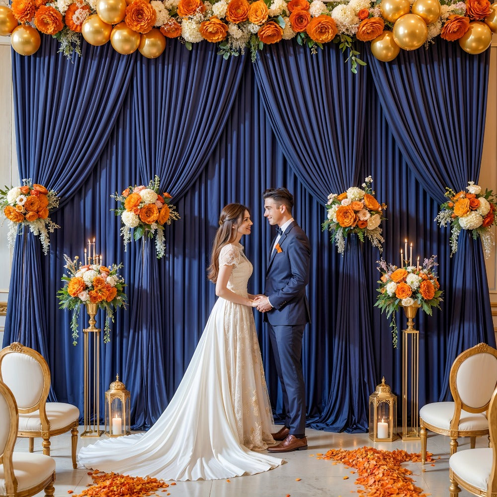 Elegant Fabric Backdrop Curtains 4pcs with Poles 59x85in Non-Transparent Wrinkle-Free Party Photo Backdrop for Wedding Birthday Bridal Shower Graduation Prom Christening Holiday Decor