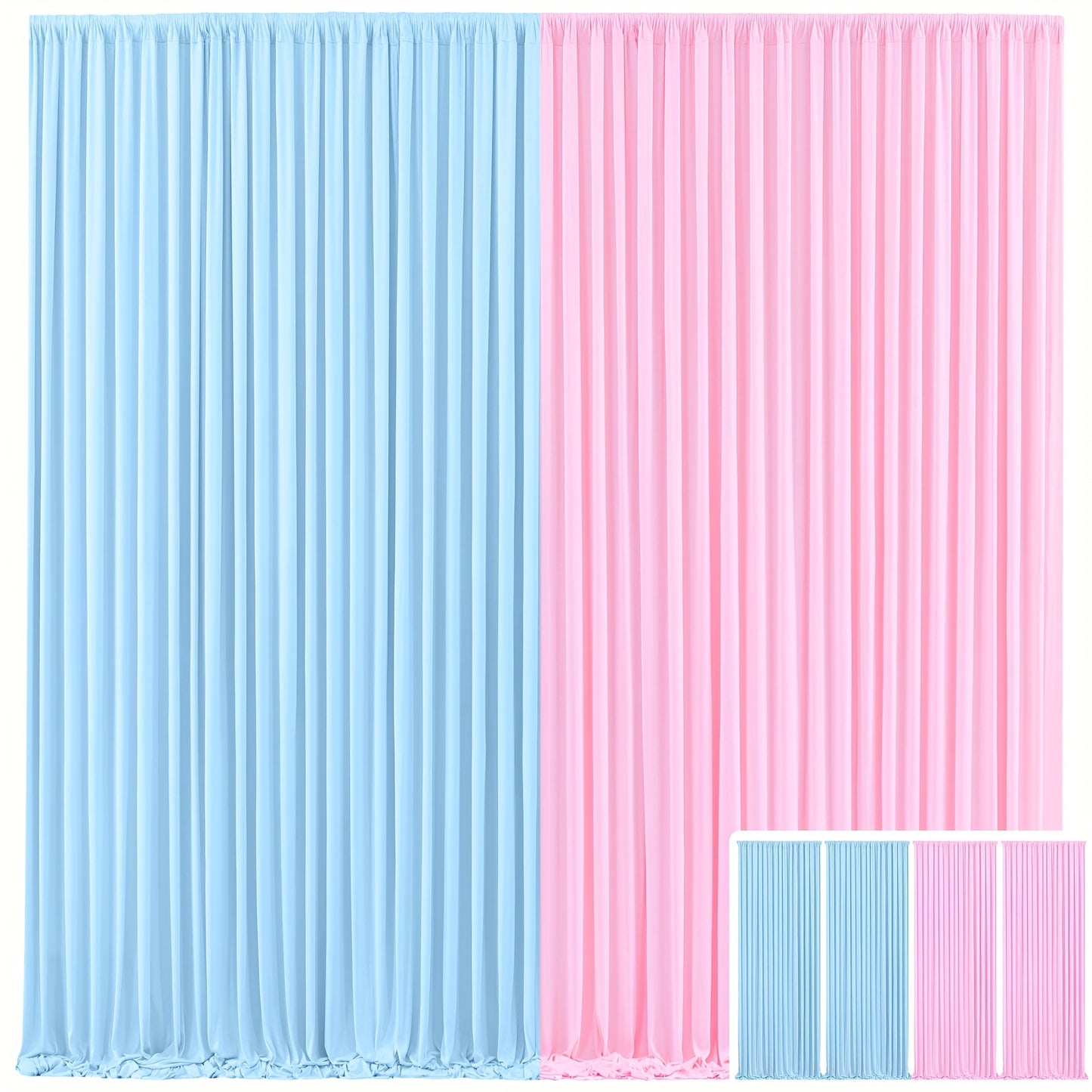 Backdrop Curtains 4 Pack 59x118 Inch – Wrinkle-Resistant Non-Transparent Party Decoration Fabric with Pole Pocket, Machine Washable & Reusable for Wedding, Birthday, Christening, Graduation & Holiday Events