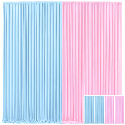 Backdrop Curtains 4 Pack 59x118 Inch – Wrinkle-Resistant Non-Transparent Party Decoration Fabric with Pole Pocket, Machine Washable & Reusable for Wedding, Birthday, Christening, Graduation & Holiday Events