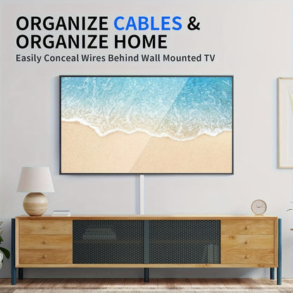 Cable Raceway Cord Hider for Wall Paintable White Self-Adhesive No-Drill – Wire Hiding Channel 0.95"W x 0.55"H for TV Home Office Desk Baseboard, Snap-On Cover, 6-Piece or 94"/157" Sets