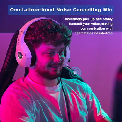 GS450 Gaming Headset Surround Stereo with LED Lights & Soft Memory Earmuffs – Noise Cancelling Mic Over-Ear Headphones for PS5 PS4 Xbox One Switch PC Mac Computer Games