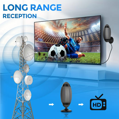 Metal Long Range TV Antenna 200KM - 4K HD USB Interface, One-Touch Long Distance Mode, Indoor Home Car RV, Works with Smart TV & Old TVs, Complete Accessories Included 2026